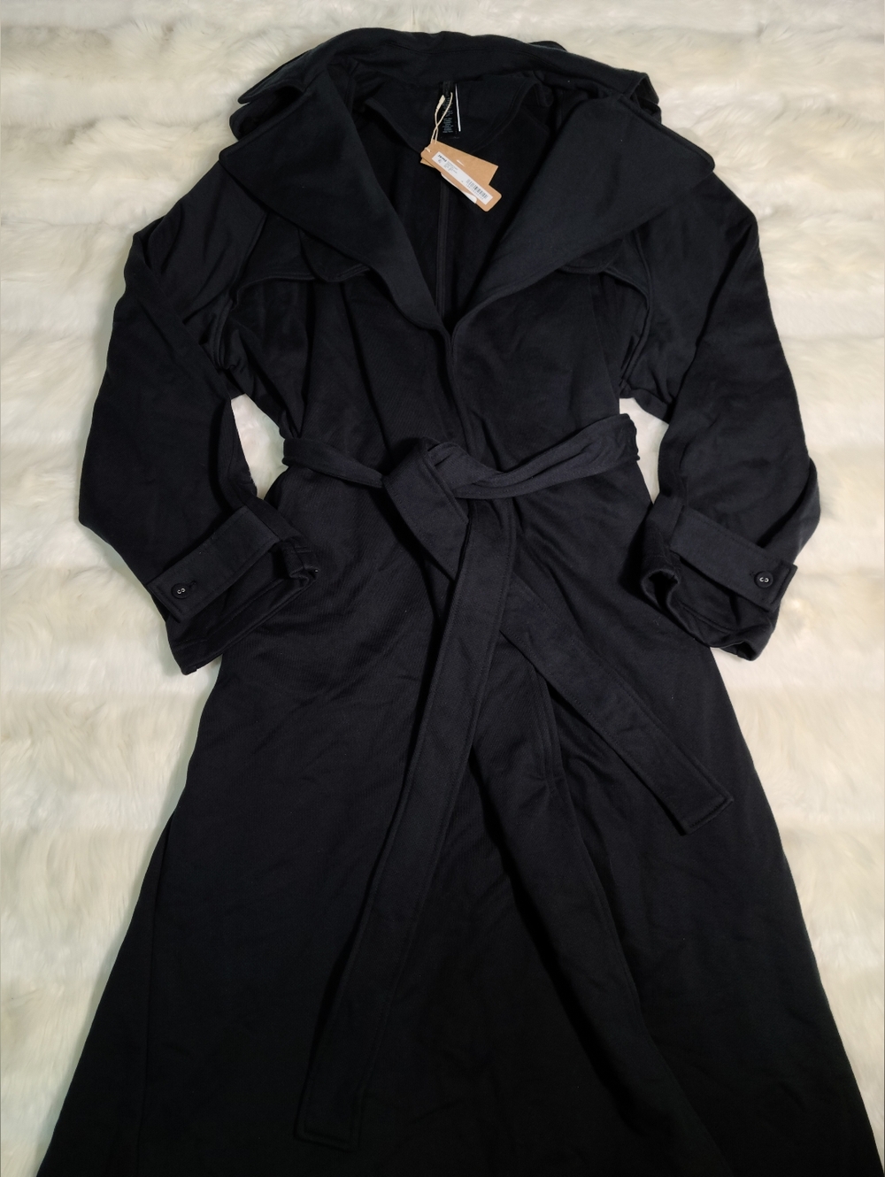 SKIMS Boyfriend Fleece Trench Coat Onyx Women X-Small NEW - Picture 1 of 4